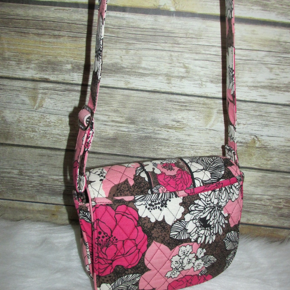 Vera Bradley Mocha Rouge Pink Floral Crossbody - Picture 4 of 8